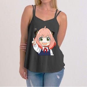 Funny Emotion Smile Heh. A Cute Girl For Family Holidays Women's Strappy Tank