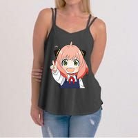 Funny Emotion Smile Heh. A Cute Girl For Family Holidays Women's Strappy Tank