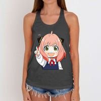 Funny Emotion Smile Heh. A Cute Girl For Family Holidays Women's Knotted Racerback Tank