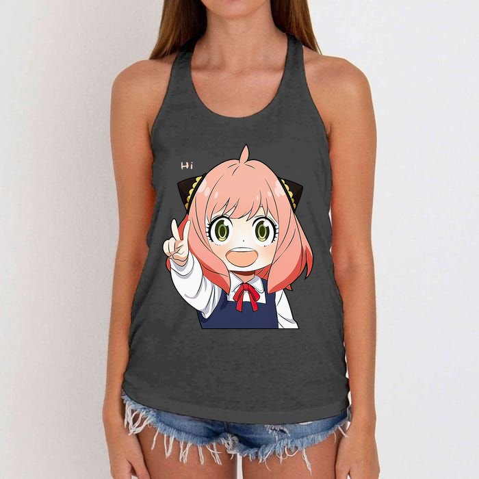 Funny Emotion Smile Heh. A Cute Girl For Family Holidays Women's Knotted Racerback Tank