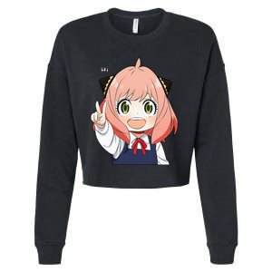 Funny Emotion Smile Heh. A Cute Girl For Family Holidays Cropped Pullover Crew