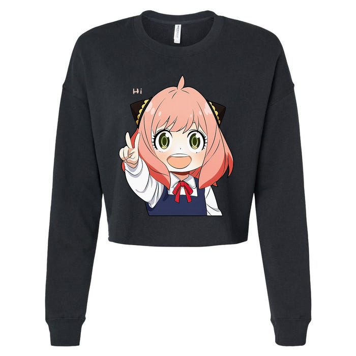 Funny Emotion Smile Heh. A Cute Girl For Family Holidays Cropped Pullover Crew