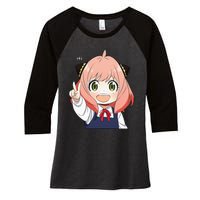 Funny Emotion Smile Heh. A Cute Girl For Family Holidays Women's Tri-Blend 3/4-Sleeve Raglan Shirt