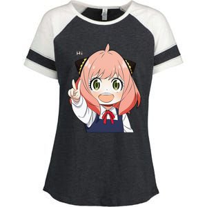 Funny Emotion Smile Heh. A Cute Girl For Family Holidays Enza Ladies Jersey Colorblock Tee