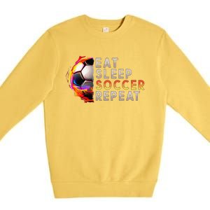 Funny Eat Sleep Soccer Repeat Soccer Player Premium Crewneck Sweatshirt