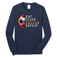 Funny Eat Sleep Soccer Repeat Soccer Player Long Sleeve Shirt