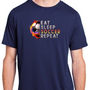 Funny Eat Sleep Soccer Repeat Soccer Player Adult ChromaSoft Performance T-Shirt