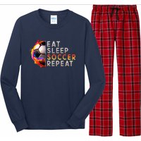 Funny Eat Sleep Soccer Repeat Soccer Player Long Sleeve Pajama Set