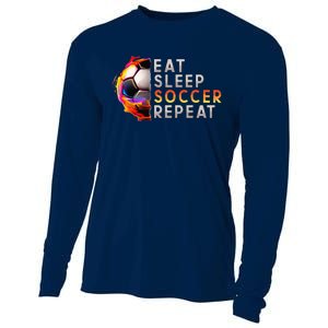 Funny Eat Sleep Soccer Repeat Soccer Player Cooling Performance Long Sleeve Crew