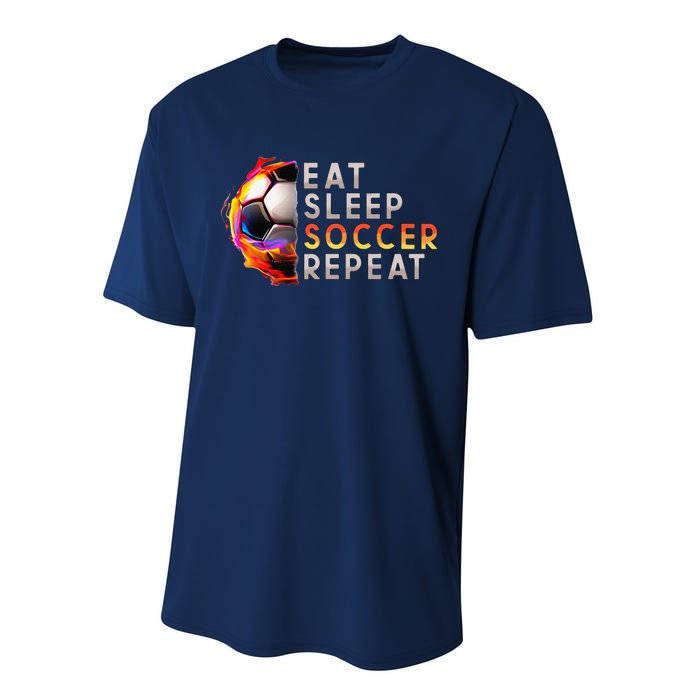 Funny Eat Sleep Soccer Repeat Soccer Player Performance Sprint T-Shirt