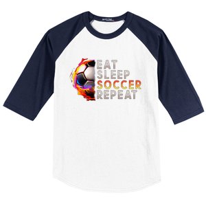 Funny Eat Sleep Soccer Repeat Soccer Player Baseball Sleeve Shirt