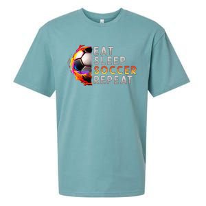 Funny Eat Sleep Soccer Repeat Soccer Player Sueded Cloud Jersey T-Shirt