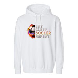 Funny Eat Sleep Soccer Repeat Soccer Player Garment-Dyed Fleece Hoodie