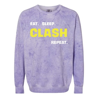 Funny Eat Sleep Clash Repeat Gaming Cute Gift Colorblast Crewneck Sweatshirt