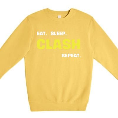 Funny Eat Sleep Clash Repeat Gaming Cute Gift Premium Crewneck Sweatshirt