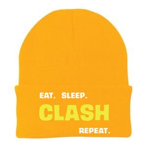 Funny Eat Sleep Clash Repeat Gaming Cute Gift Knit Cap Winter Beanie