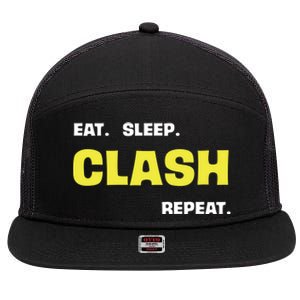 Funny Eat Sleep Clash Repeat Gaming Cute Gift 7 Panel Mesh Trucker Snapback Hat