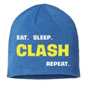 Funny Eat Sleep Clash Repeat Gaming Cute Gift Sustainable Beanie