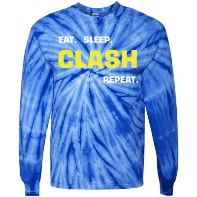 Funny Eat Sleep Clash Repeat Gaming Cute Gift Tie-Dye Long Sleeve Shirt