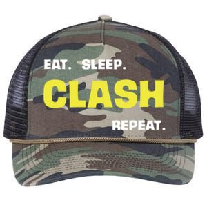 Funny Eat Sleep Clash Repeat Gaming Cute Gift Retro Rope Trucker Hat Cap