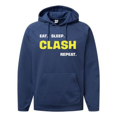 Funny Eat Sleep Clash Repeat Gaming Cute Gift Performance Fleece Hoodie