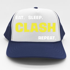 Funny Eat Sleep Clash Repeat Gaming Cute Gift Trucker Hat