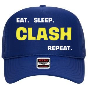 Funny Eat Sleep Clash Repeat Gaming Cute Gift High Crown Mesh Back Trucker Hat