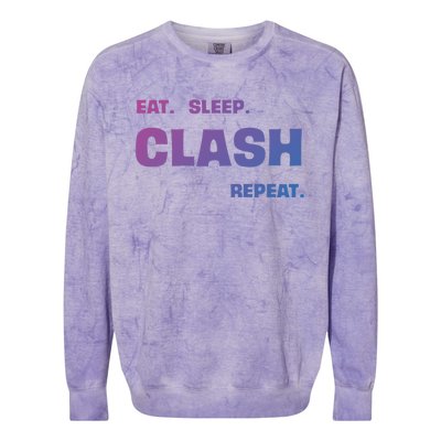 Funny Eat Sleep Clash Repeat Gaming Cool Gift Colorblast Crewneck Sweatshirt