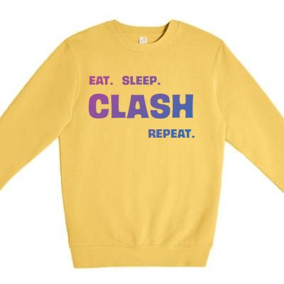 Funny Eat Sleep Clash Repeat Gaming Cool Gift Premium Crewneck Sweatshirt