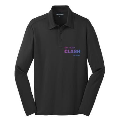 Funny Eat Sleep Clash Repeat Gaming Cool Gift Silk Touch Performance Long Sleeve Polo