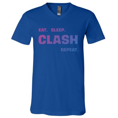 Funny Eat Sleep Clash Repeat Gaming Cool Gift V-Neck T-Shirt