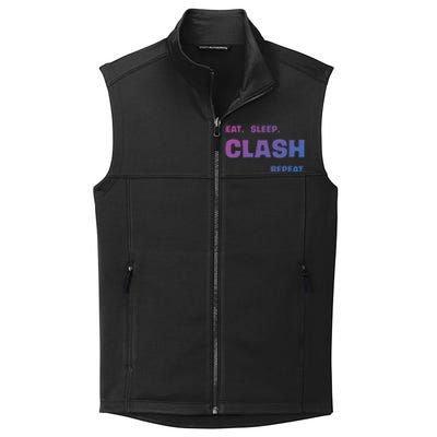 Funny Eat Sleep Clash Repeat Gaming Cool Gift Collective Smooth Fleece Vest