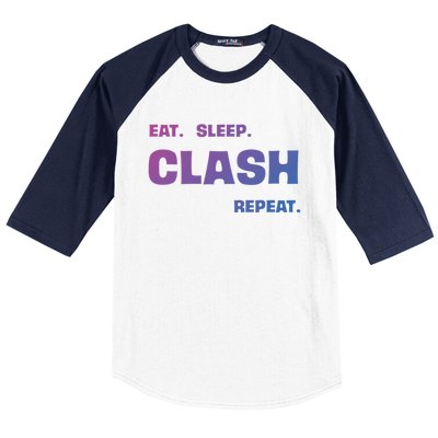 Funny Eat Sleep Clash Repeat Gaming Cool Gift Baseball Sleeve Shirt