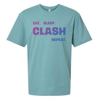 Funny Eat Sleep Clash Repeat Gaming Cool Gift Sueded Cloud Jersey T-Shirt