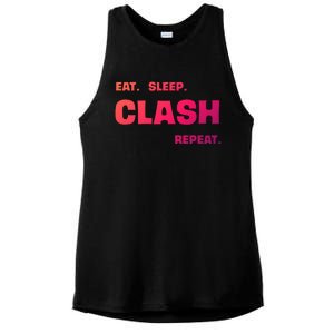 Funny Eat Sleep Clash Repeat Gaming Cool Gift Ladies PosiCharge Tri-Blend Wicking Tank