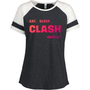 Funny Eat Sleep Clash Repeat Gaming Cool Gift Enza Ladies Jersey Colorblock Tee