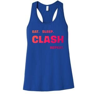 Funny Eat Sleep Clash Repeat Gaming Cool Gift Women's Racerback Tank