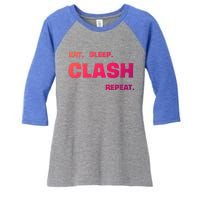 Funny Eat Sleep Clash Repeat Gaming Cool Gift Women's Tri-Blend 3/4-Sleeve Raglan Shirt