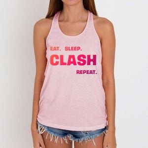 Funny Eat Sleep Clash Repeat Gaming Cool Gift Women's Knotted Racerback Tank