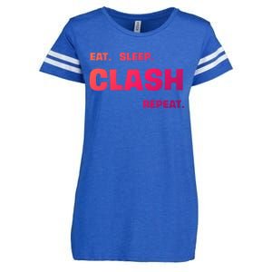 Funny Eat Sleep Clash Repeat Gaming Cool Gift Enza Ladies Jersey Football T-Shirt