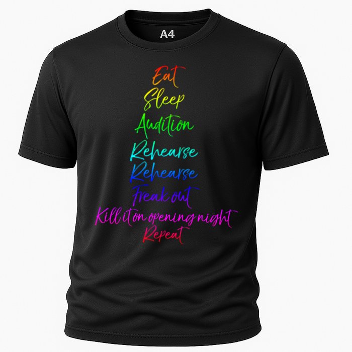 Funny Eat Sleep Audition Rehearse Freak Out Kill It Repeat Gift Cooling Performance Crew T-Shirt