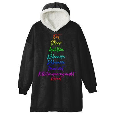 Funny Eat Sleep Audition Rehearse Freak Out Kill It Repeat Gift Hooded Wearable Blanket
