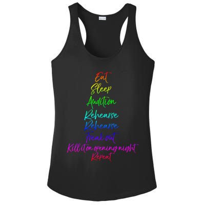 Funny Eat Sleep Audition Rehearse Freak Out Kill It Repeat Gift Ladies PosiCharge Competitor Racerback Tank