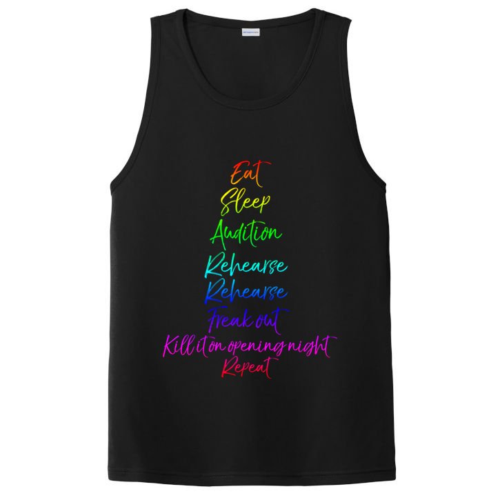 Funny Eat Sleep Audition Rehearse Freak Out Kill It Repeat Gift PosiCharge Competitor Tank