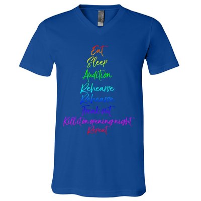 Funny Eat Sleep Audition Rehearse Freak Out Kill It Repeat Gift V-Neck T-Shirt