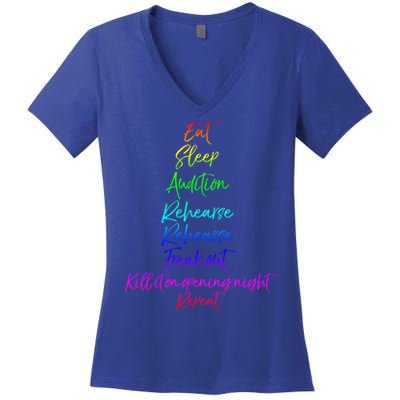 Funny Eat Sleep Audition Rehearse Freak Out Kill It Repeat Gift Women's V-Neck T-Shirt