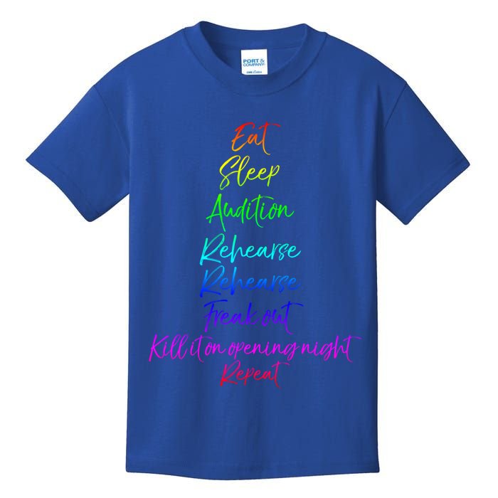 Funny Eat Sleep Audition Rehearse Freak Out Kill It Repeat Gift Kids T-Shirt