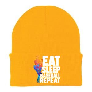 Funny Eat Sleep Baseball Repeat Gift Knit Cap Winter Beanie