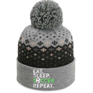 Funny Eat Sleep Soccer Repeat Soccer Player Coach Gift The Baniff Cuffed Pom Beanie