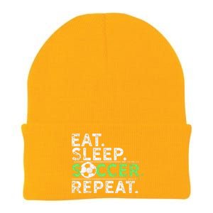 Funny Eat Sleep Soccer Repeat Soccer Player Coach Gift Knit Cap Winter Beanie